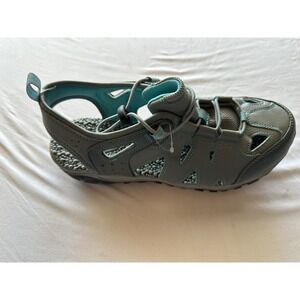 NEW WOMEN'S EVEREST GREY/TEAL LEATHER RUGGED STRAPPY SPORT SANDAL SHOE SIZE 9